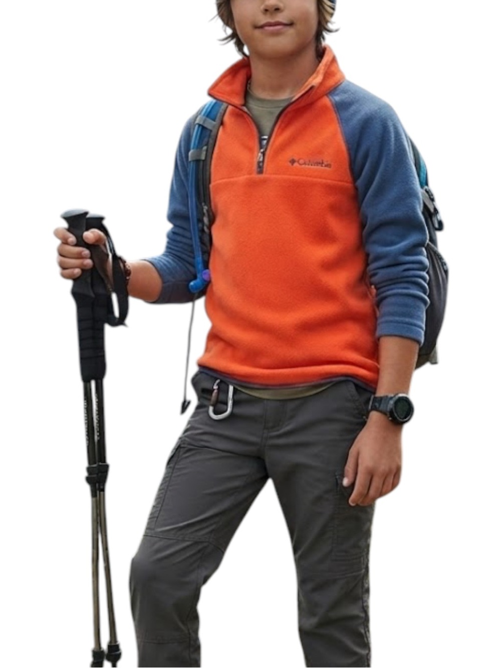 COLUMBIA Glacial 1/4 Quarter Zip Fleece Sweater Long Sleeve Orange 6-7Y Gorpcore